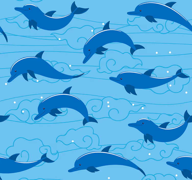 Roletai vaikų kambariui danguje su debesimis ir delfinais - „Tenstickers“
