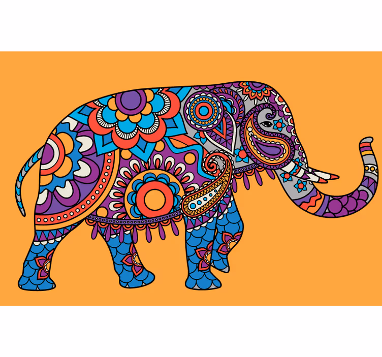 Roletai svetainė spalvoti einantys drambliai mandala - „Tenstickers“