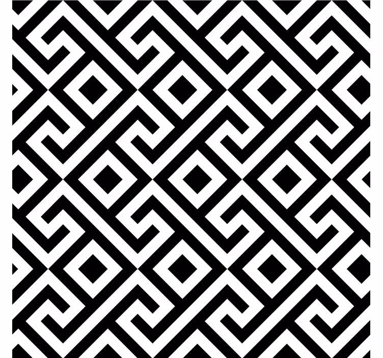 Roletai svetainė su juodai balta sudėtinga geometrine raštu - „Tenstickers“