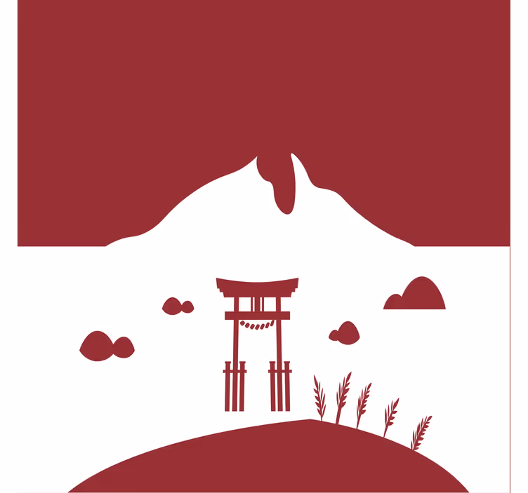 Roletai svetainė japonų struktūra su ežeru ir kalnais - „Tenstickers“