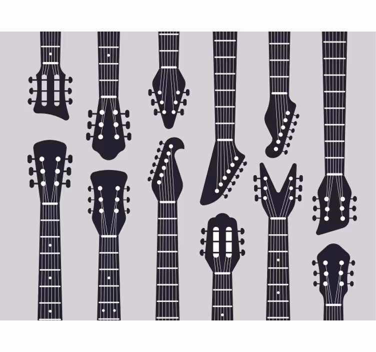 Roletai pilka roko muzikos gitarų kaklo siluetas - „Tenstickers“