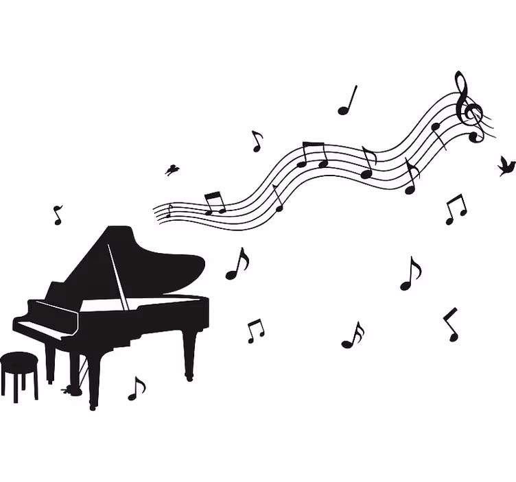 Roletai baltas pianinas su muzikos natomis - „Tenstickers“