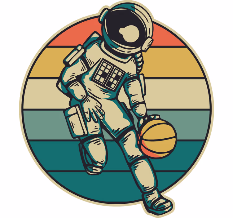 Roletai vaikų kambariui su vintage astronautu krepšinyje - „Tenstickers“