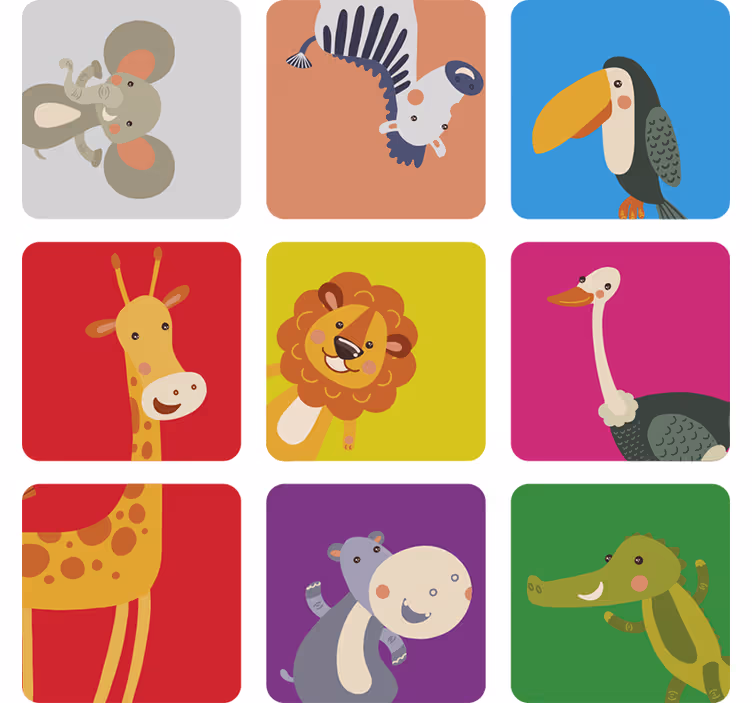 Roletai vaikų kambariui spalvoti plytelės su gyvūnais - „Tenstickers“