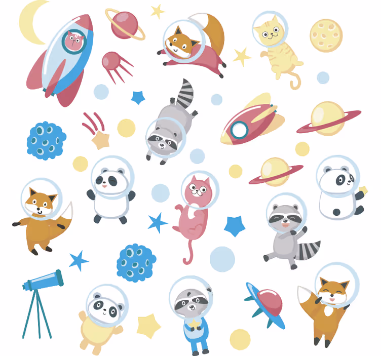 Roletai vaikų kambariui gyvūnai erdvėje - „Tenstickers“