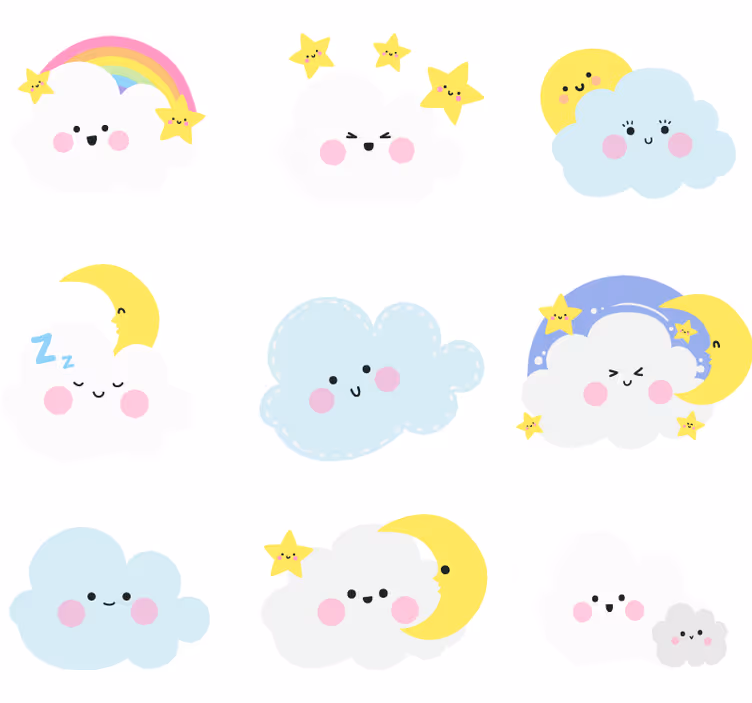 Roletai vaikų kambariui baltais ir mėlynais debesimis - „Tenstickers“