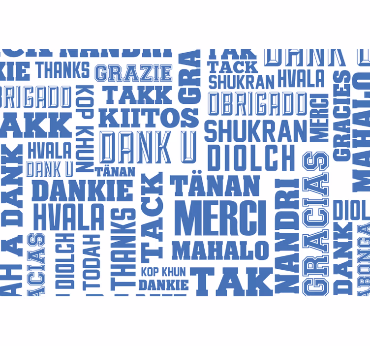 Roletai mėlyna ačiū daugeliu kalbų - „Tenstickers“