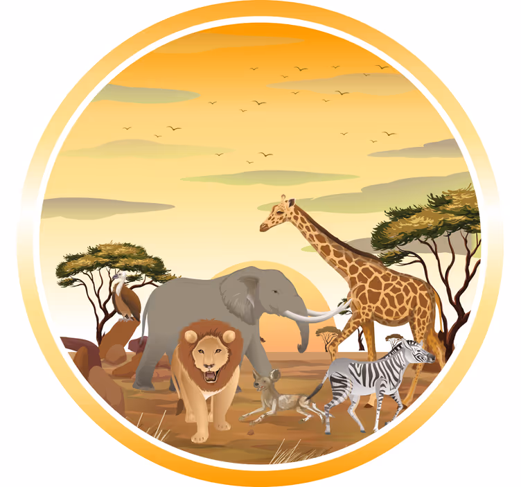 Roletai vaikų kambariui su afrikos gyvūnais ir augalais - „Tenstickers“