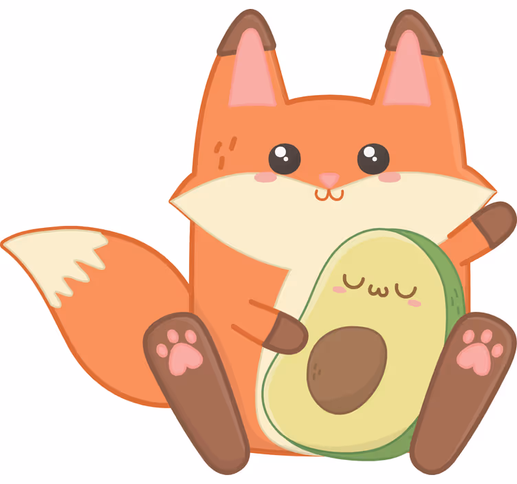 Roletai vaikų kambariui kawaii lapė su avokadu - „Tenstickers“