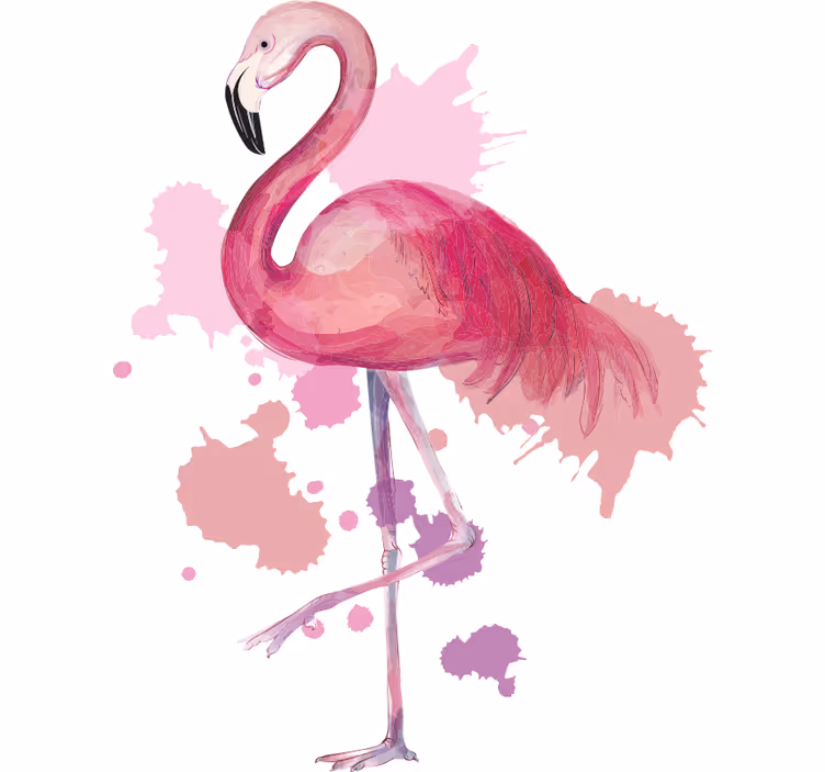 Roletai paaugliškas vintage flamingas su spalvų pliūpsniu - „Tenstickers“
