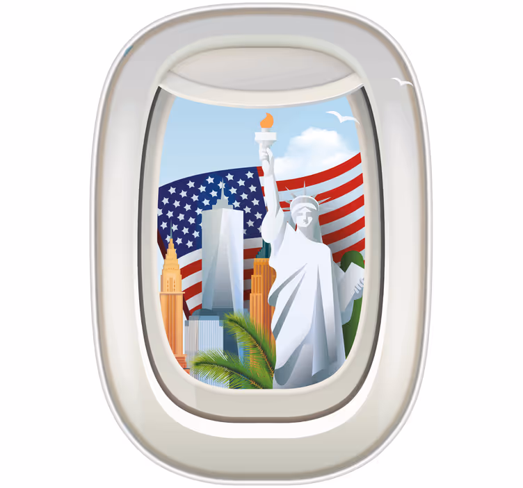 Roletai paaugliškas amerika pro lėktuvo langą - „Tenstickers“