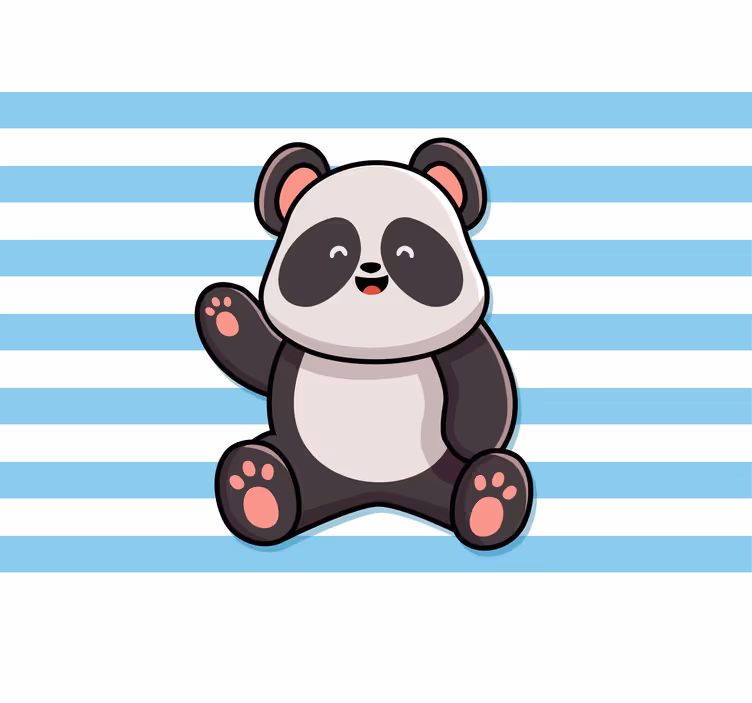 Roletai linksma laimingas panda dryžuotame fone - „Tenstickers“