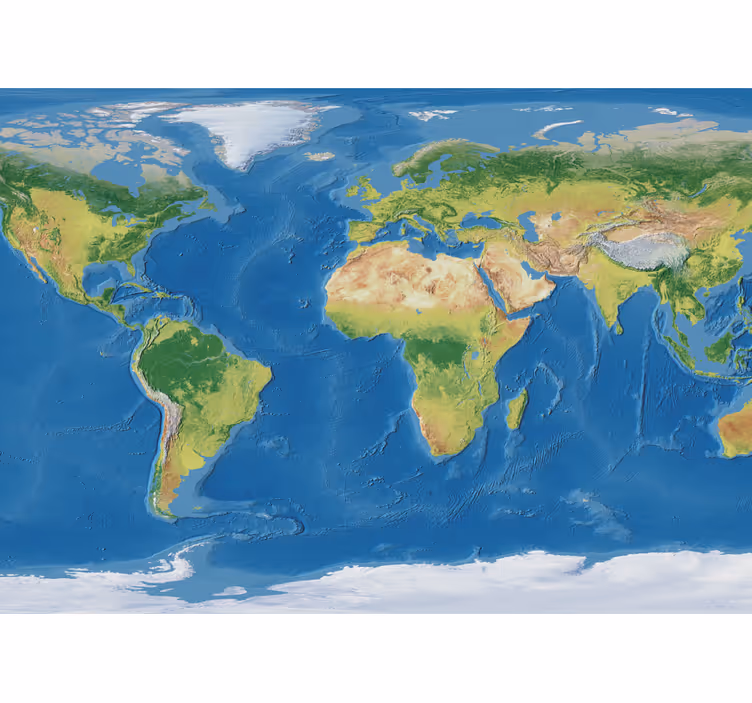 Roletai pasaulio žemėlapis geografinis realus žemėlapis - „Tenstickers“