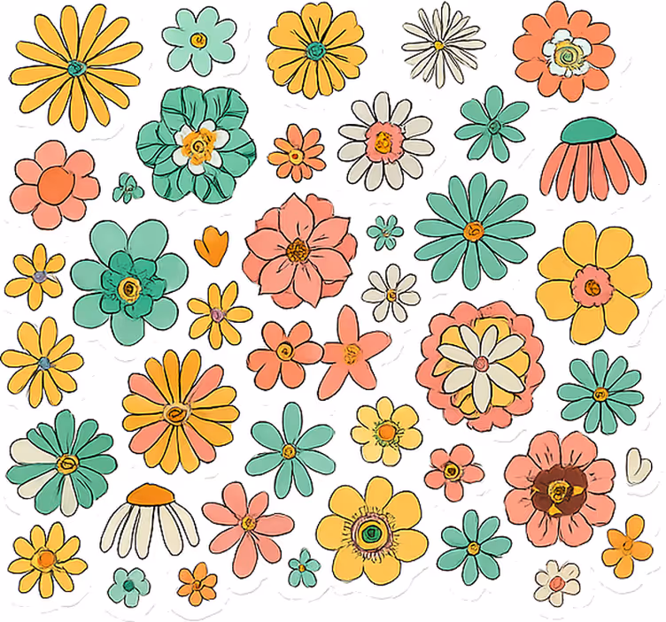 Roletas su gėlėmis spalvinga retro 70-ųjų kolekcija - „Tenstickers“