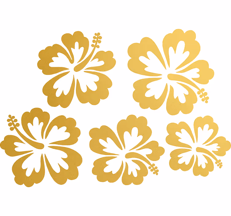 Roletas su gėlėmis auksinėmis hibisko siluetais - „Tenstickers“