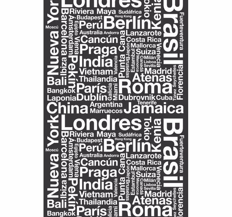 Miestų teksto roletas juodas fonas - „Tenstickers“