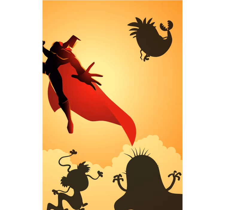 Herojiškas silueto nuotykis Roletai super herojus - „Tenstickers“