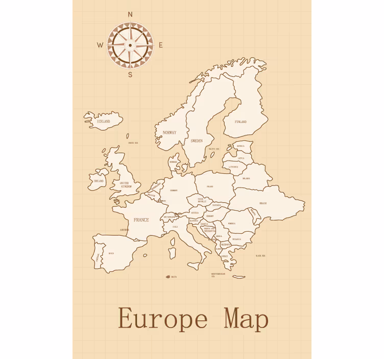 Europa smėlio spalvos fone Roletai pasaulio žemėlapis - „Tenstickers“