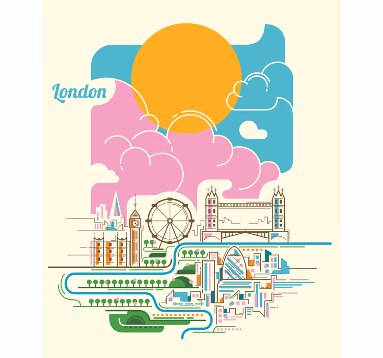 Londono panorama Roletai pasaulio žemėlapis - „Tenstickers“