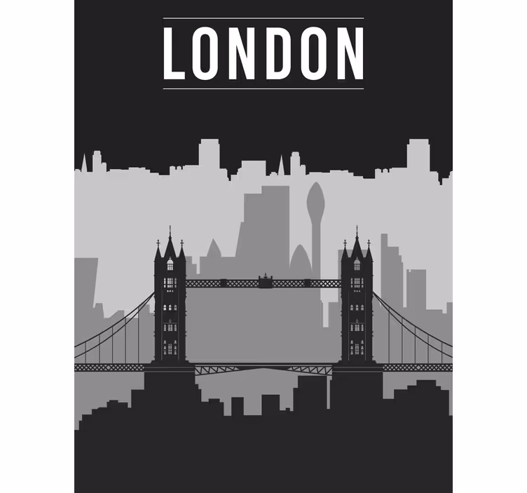 Juoda ir pilka londono panoramos akloji tapyba - „Tenstickers“