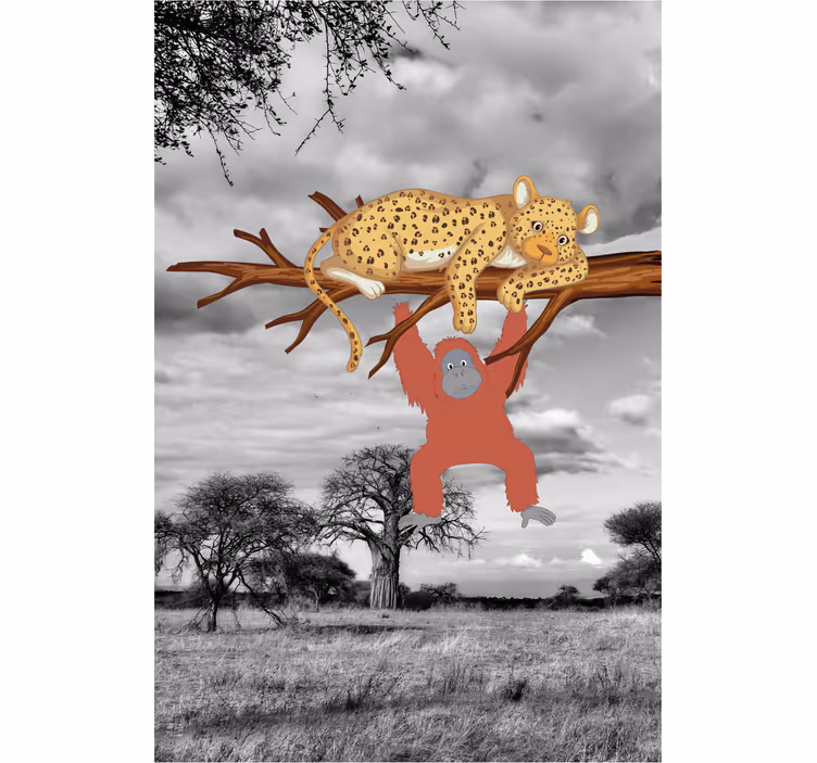 Leopardas ir orangutanas Roletai gyvūnai - „Tenstickers“