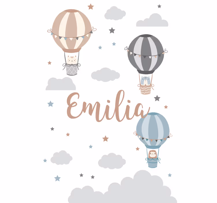 Pastelinių spalvų balionai ir roletai su debesimis - „Tenstickers“