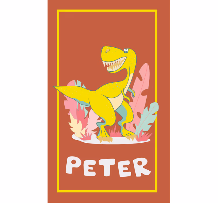 Geltonas t-rex su pavadinimu Roletai dinozauras - „Tenstickers“