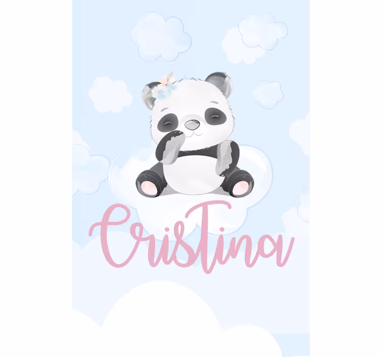 Kūdikis panda sėdi su vardu Roletai vaiku kambariui - „Tenstickers“