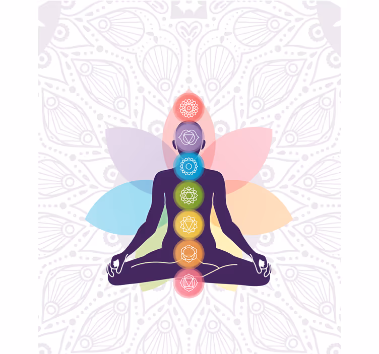Medituojanti figūra su čakromis Roletai zen - „Tenstickers“