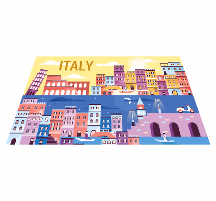 Stalo padėklai su vardu gyvybinga italijos miesto panorama - „Tenstickers“