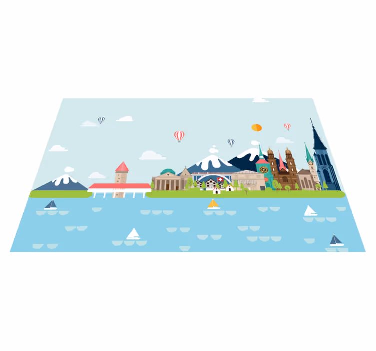 Originalūs stalo padėklai spalvingai miesto panorama - „Tenstickers“