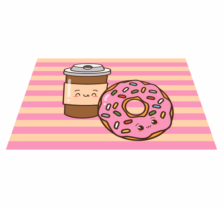 Vaikiškas stalo padekliukai mielas kavos donuts - „Tenstickers“