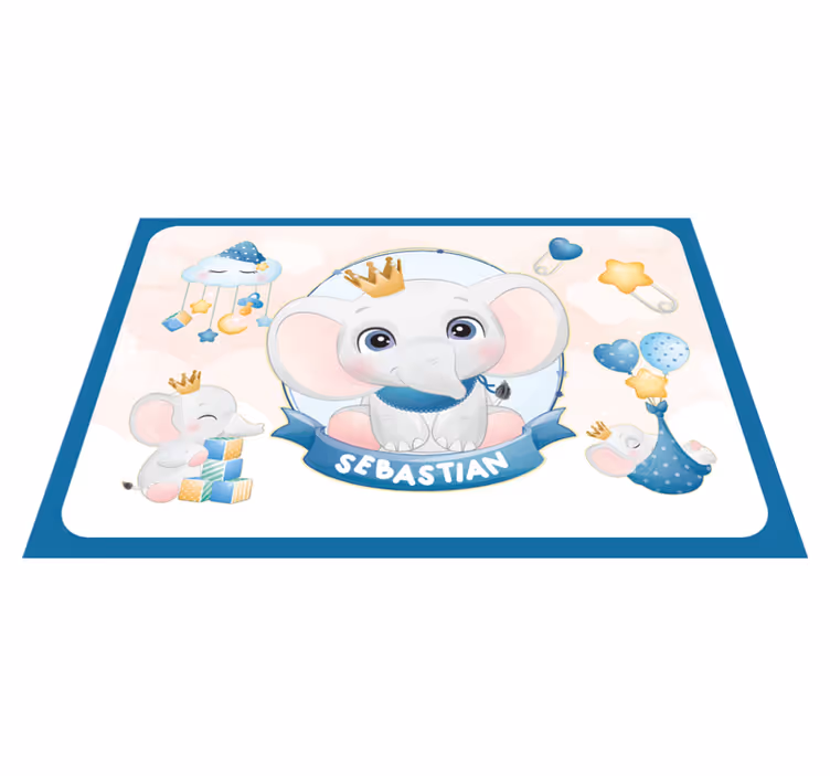 Vaikiški stalo padėkliukai su mielu dramblio piešiniu - „Tenstickers“