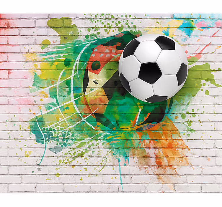 Daugiaspalvis futbolo kamuolys paauglių miegamasis sienų freska - „Tenstickers“