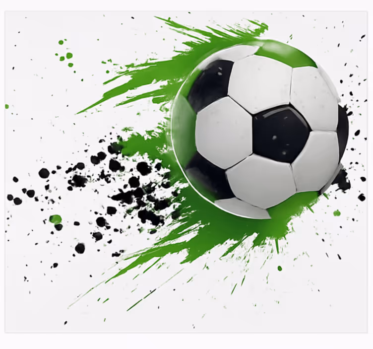 žalias futbolo kamuolys paauglių miegamasis sienų freska - „Tenstickers“