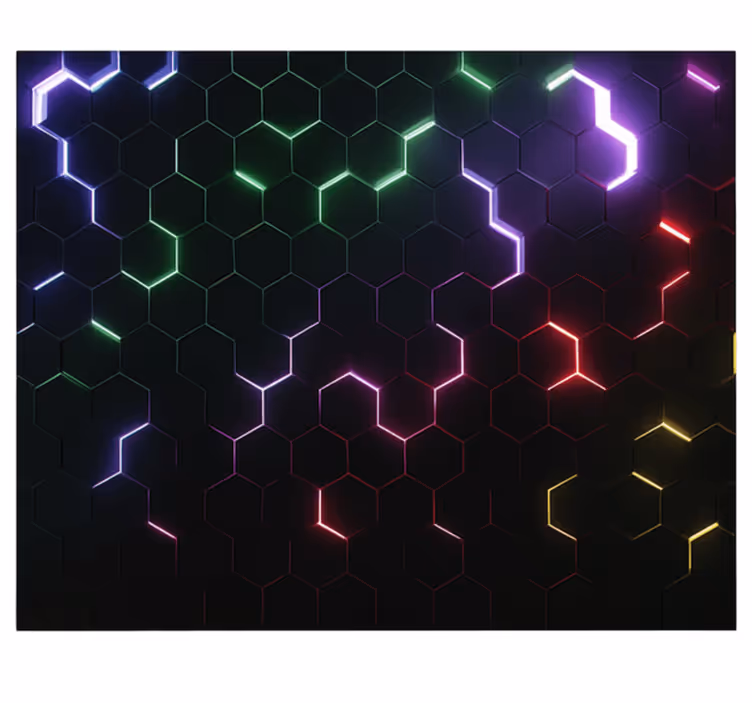 Neoniniai 3d šešiakampiai paauglių miegamasis sienų freska - „Tenstickers“