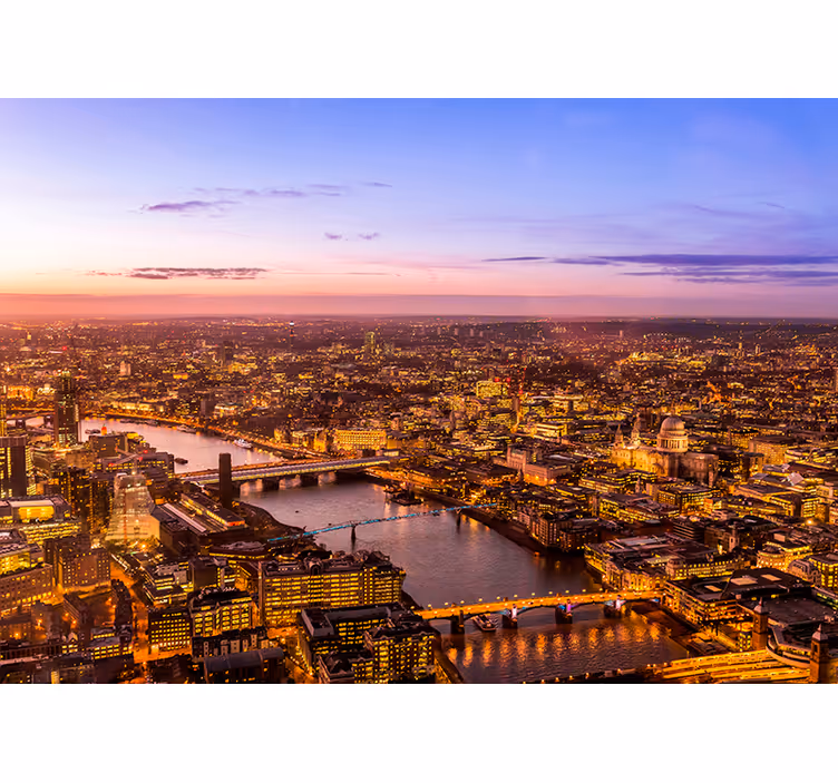 Gyvenamojo kambario sienų freska londono sutemų vaizdas - „Tenstickers“