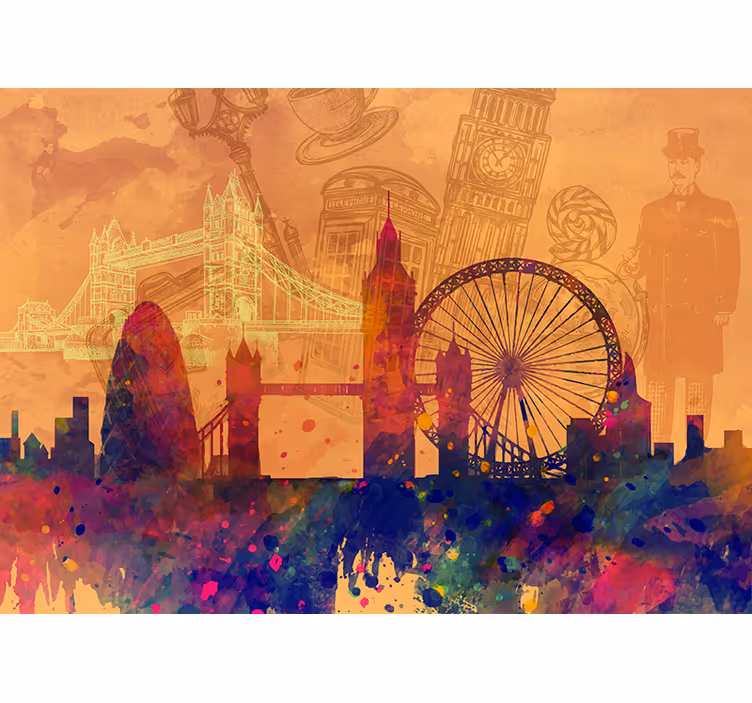 Abstraktus horizontas londonas miesto sienos freska - „Tenstickers“