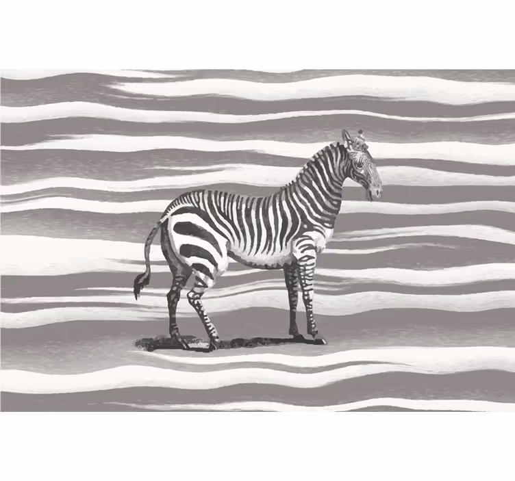 Afrikos stiliaus sienų freska su vintage zebra iliustracija - „Tenstickers“