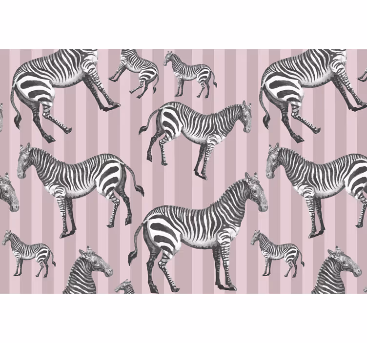 Afrikos stiliaus sienų freska su vintage zebrų piešiniu - „Tenstickers“