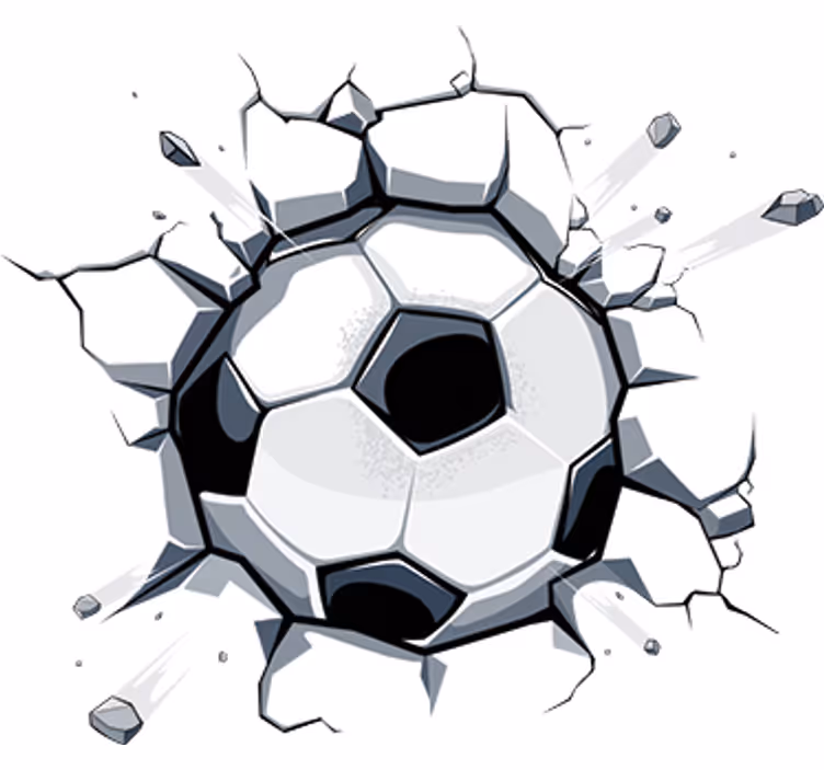Balta sienų freska vaikams 3d futbolo tema - „Tenstickers“