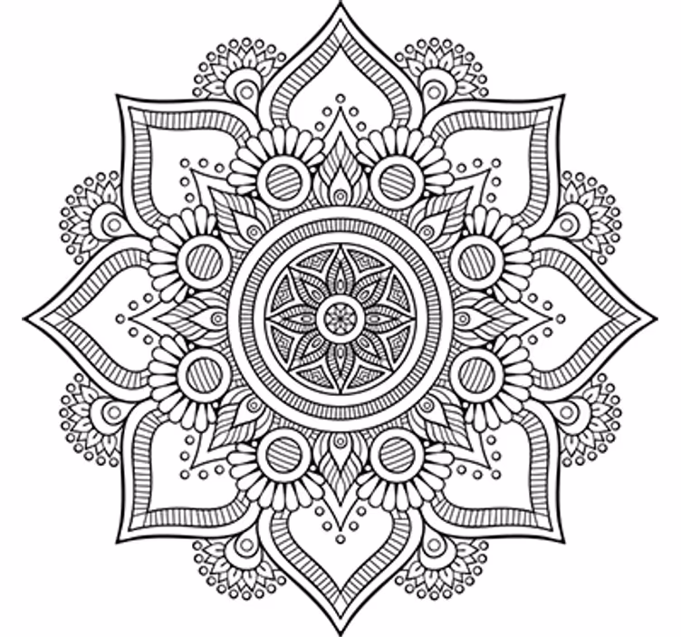 Balta sienų freska gėlių mandala iš vinilo - „Tenstickers“