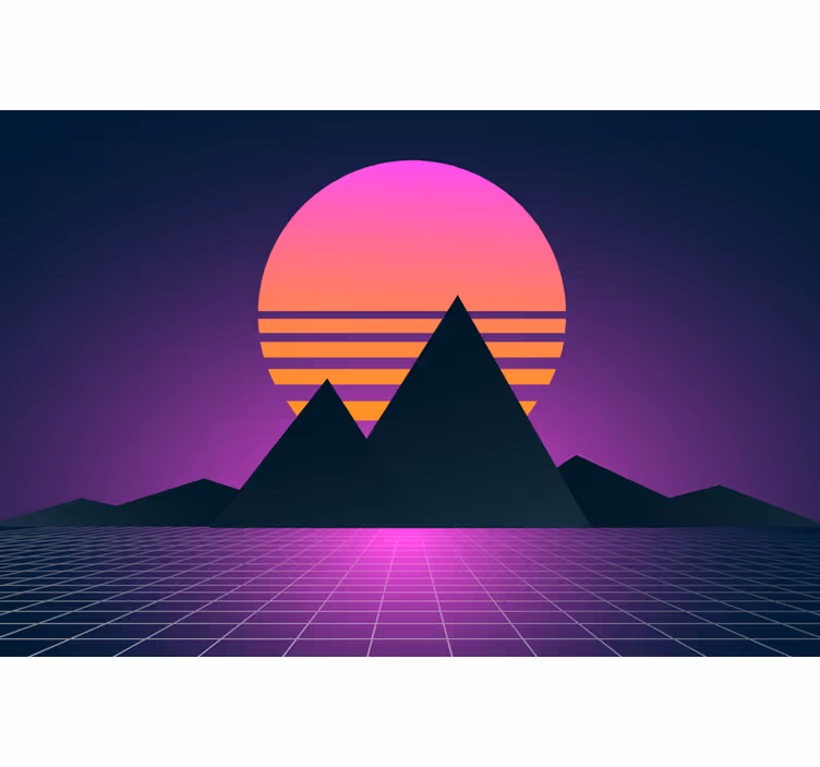 Purpurinis sienos freska su vintage ir retro saule - „Tenstickers“