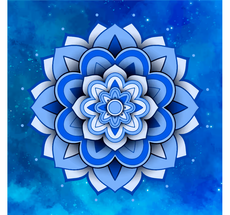 Mėlynos sienos freska gėlių mandala - „Tenstickers“