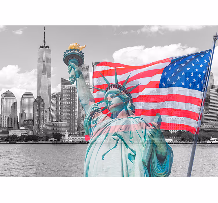 New york laisvės statula new york sienos freska - „Tenstickers“