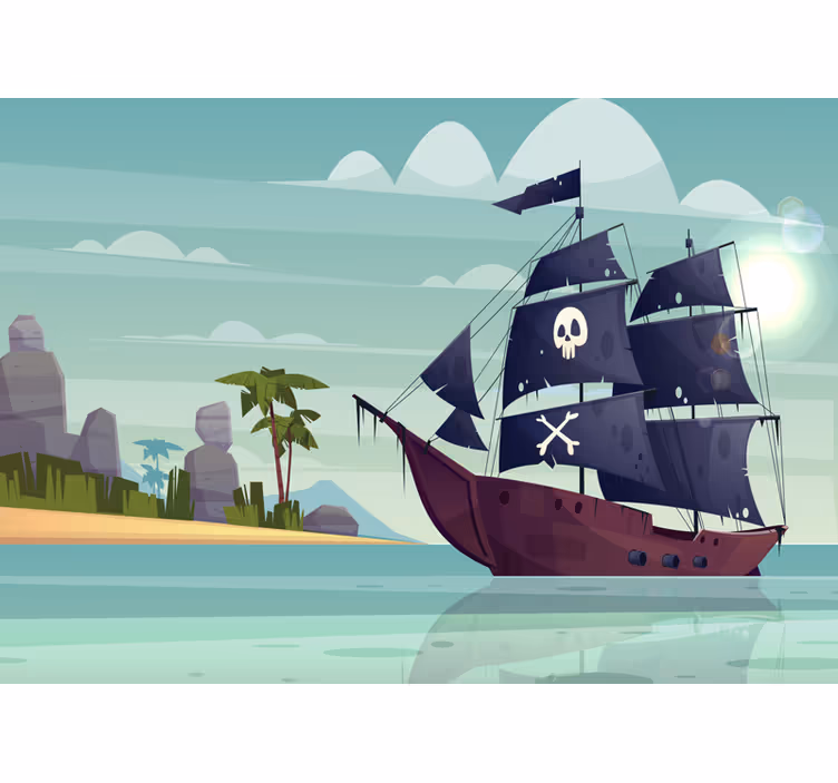 Dideli piratų laivo vaikų freskos - „Tenstickers“