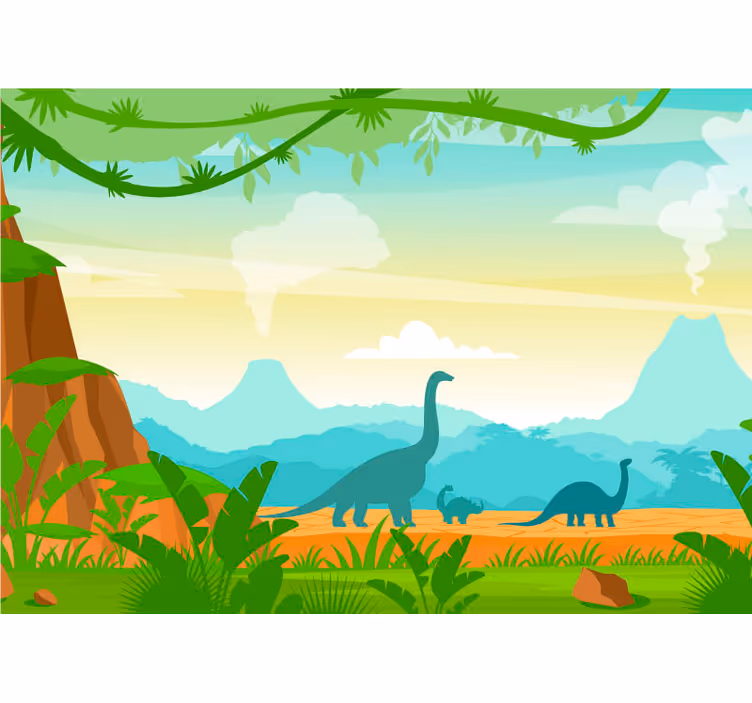 Dinozaurų siluetai paauglių sienų freskomis - „Tenstickers“
