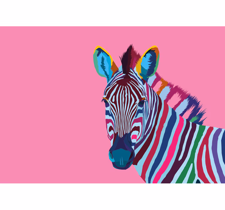 Gyvūnų sienų freska spalvinga zebra - „Tenstickers“