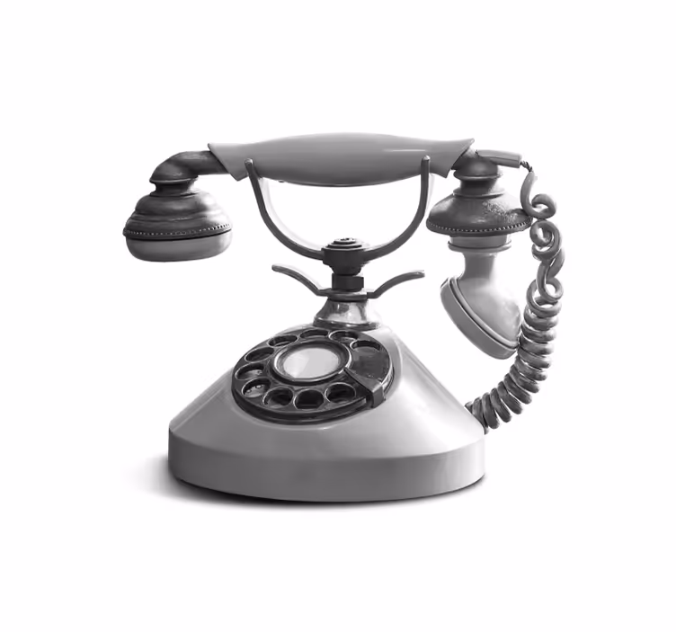 Juoda ir balta senovinė telefono sieninė tapyba - „Tenstickers“