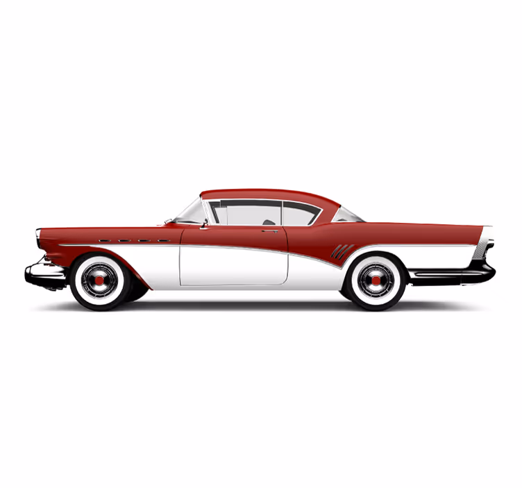 Raudonas klasikinio automobilio senovinis sieninis paveikslas - „Tenstickers“